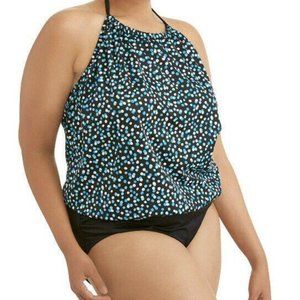 Simply Slim Women's Plus High Neck Blouson Swim